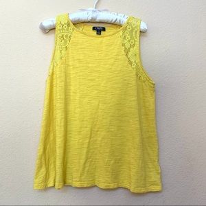 ✅ Chaps Yellow Lace Tank